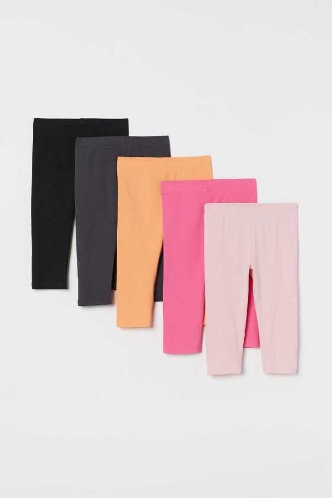 H&M 5-pack Baumwoll Capri Leggings Kinder Hellrosa Hellgelb | 3157-FNXWA