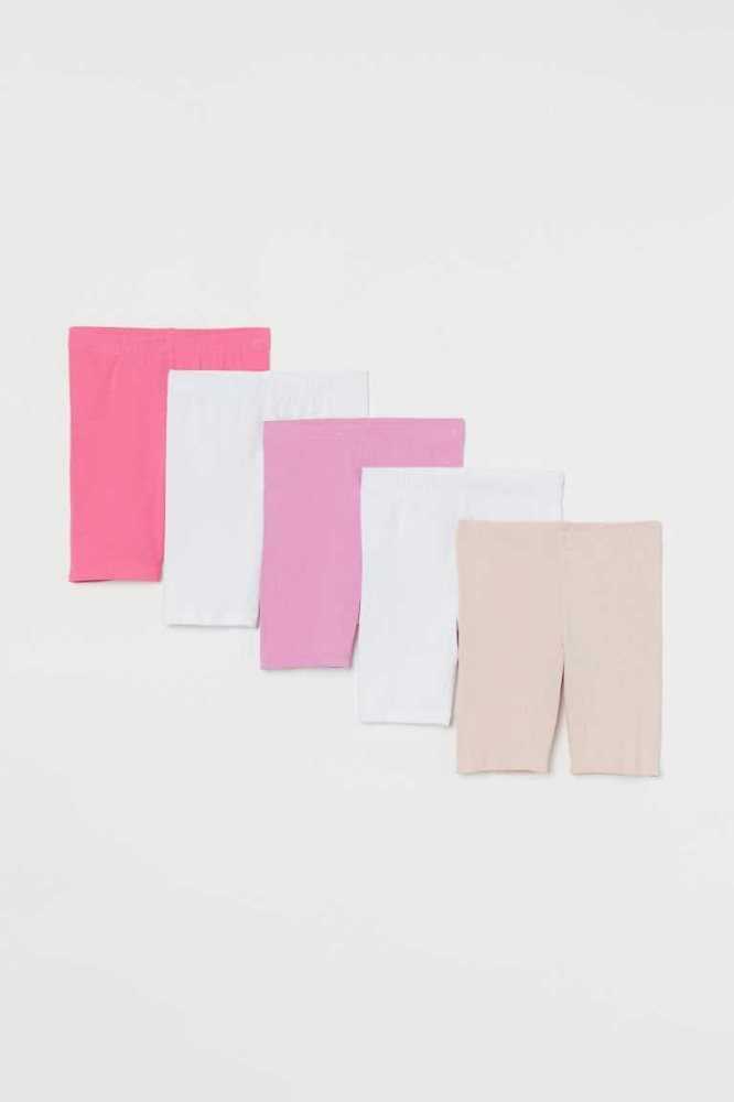 H&M 5-pack Baumwoll Cycling Kurze Hose Kinder Dunkelblau Rosa Hellblau | 1360-QIDPY