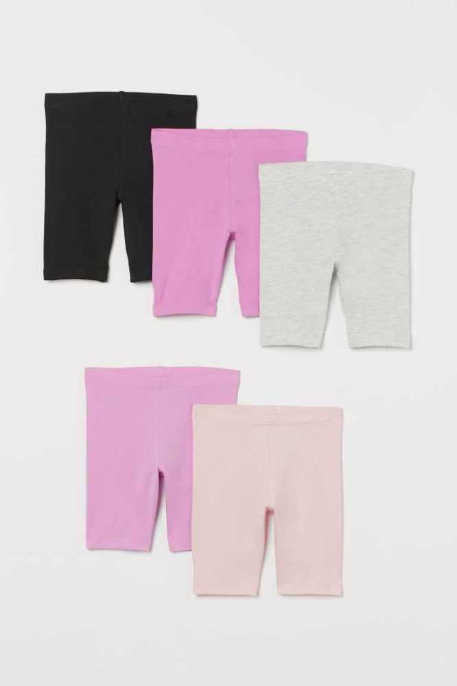 H&M 5-pack Baumwoll Cycling Kurze Hose Kinder Dunkelblau Rosa Hellblau | 1360-QIDPY