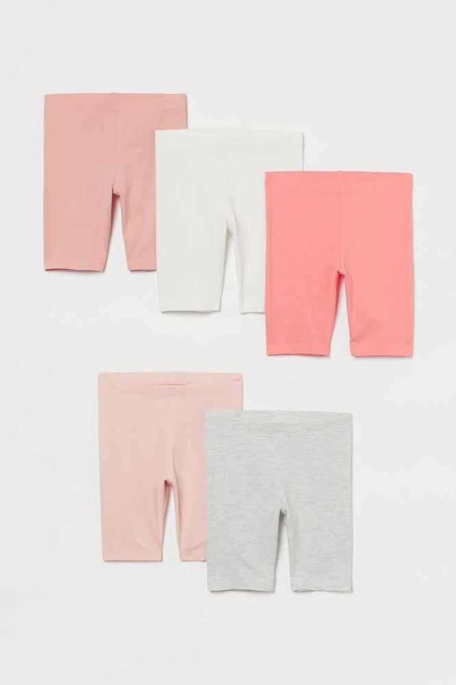 H&M 5-pack Baumwoll Cycling Kurze Hose Kinder Dunkelblau Rosa Hellblau | 1360-QIDPY