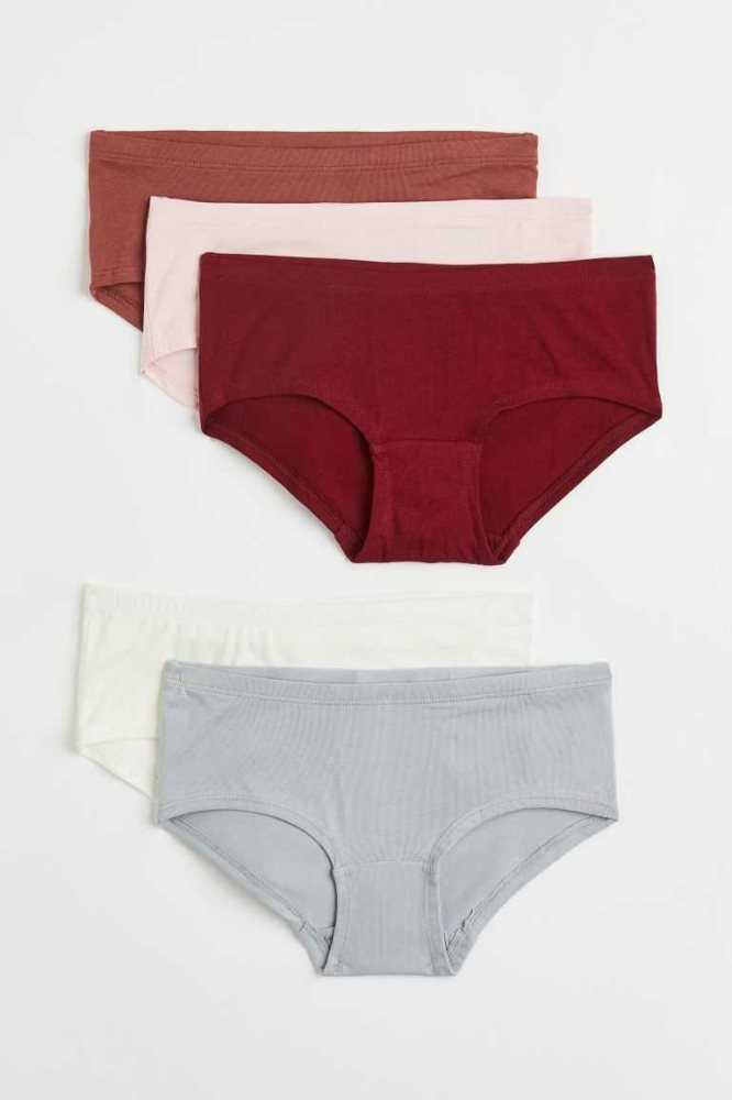 H&M 5-pack Baumwoll Hipster Briefs Unterwäsche Kinder Hellgelb Helllila | 6851-OLFAM