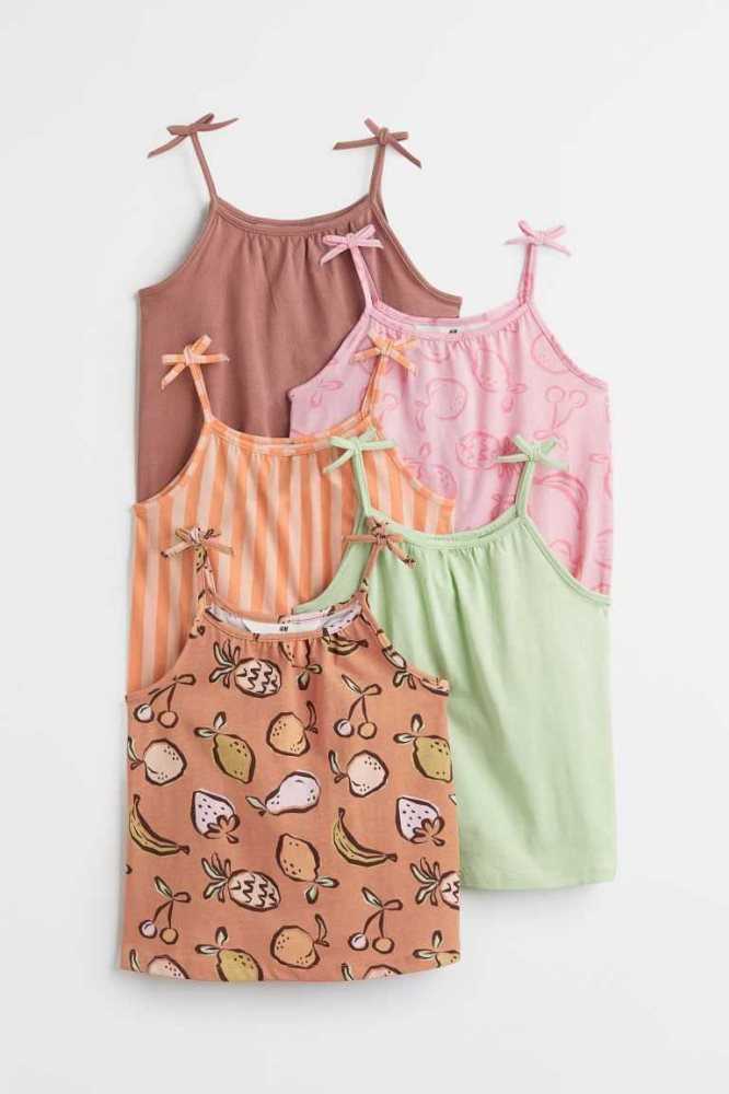 H&M 5-pack Baumwoll Jersey Camisole Oberteile Kinder Dunkelblau | 9105-DQAUC