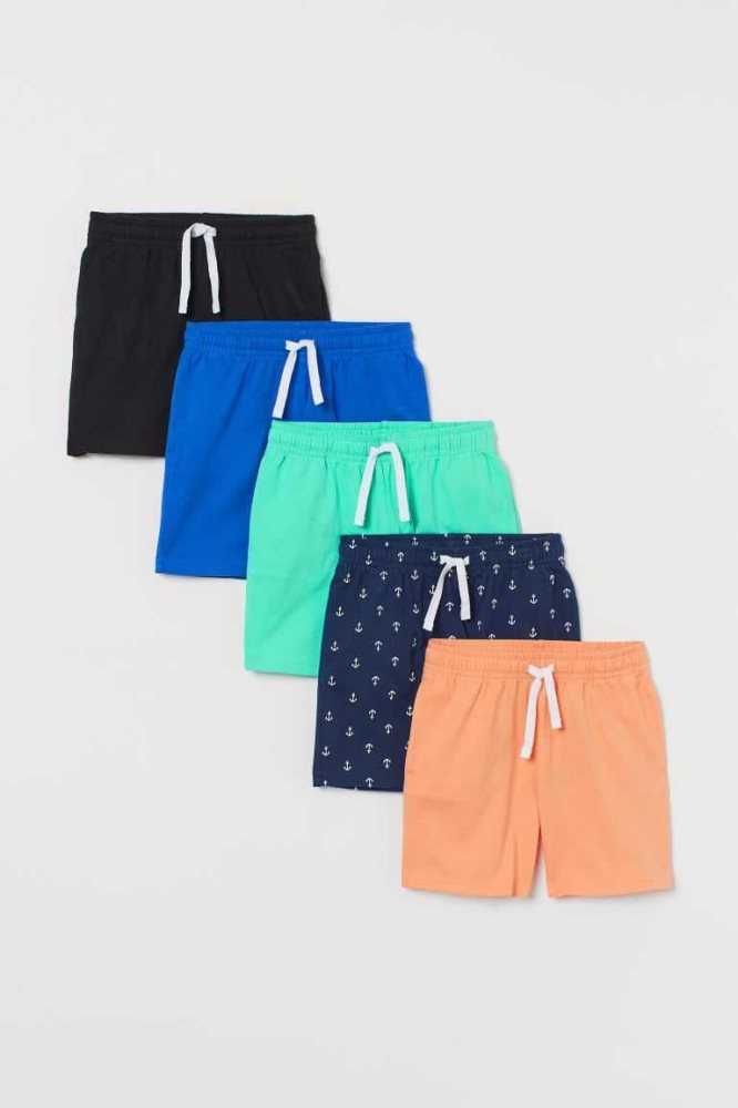 H&M 5-pack Baumwoll Jersey Kurze Hose Kinder Dunkelblau Grün | 1692-VWHOG