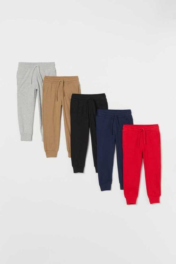 H&M 5-pack Baumwoll Joggers Jersey Kinder Braun Dunkelblau | 0245-VORJY