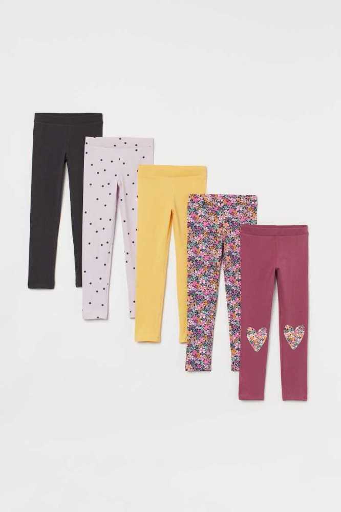 H&M 5-pack Baumwoll Leggings Kinder Dunkelgrau | 9358-XUSMZ