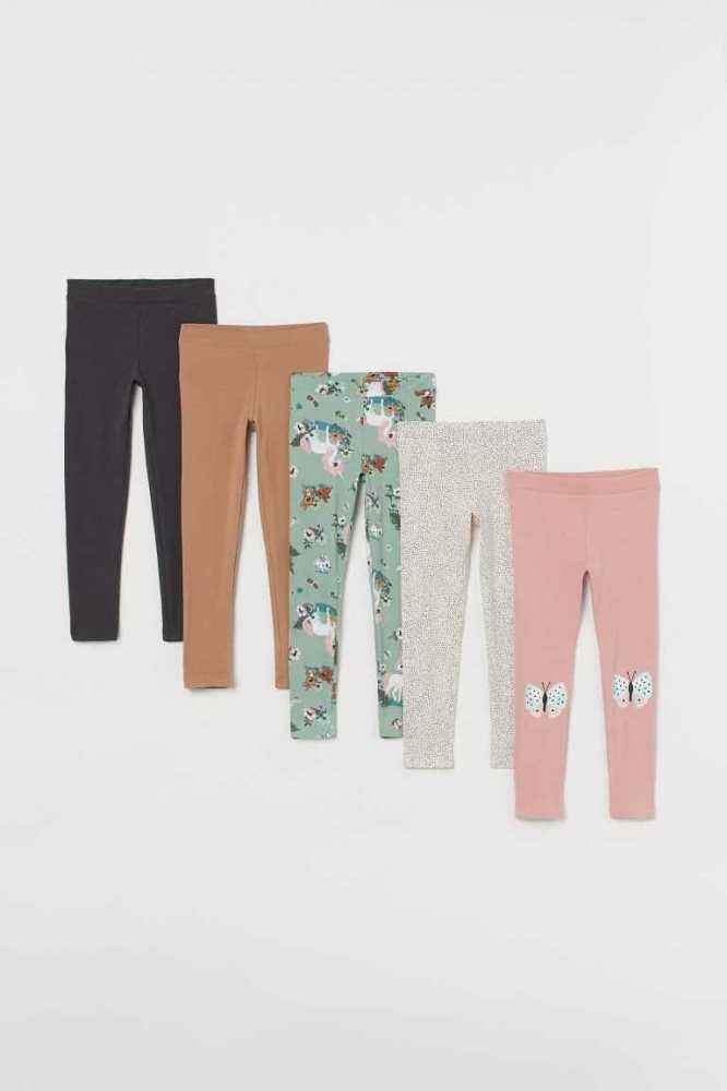 H&M 5-pack Baumwoll Leggings Kinder Helllila | 0382-ICZJW