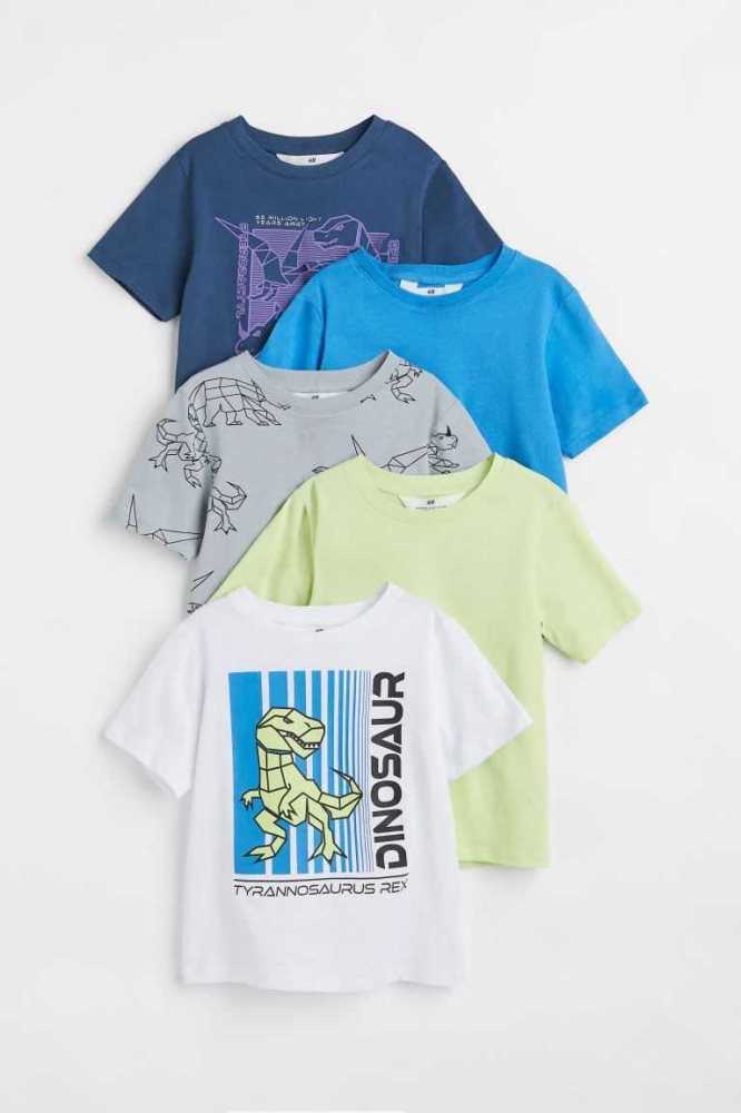 H&M 5-pack Baumwoll T-shirts Jersey Kinder Weiß | 7216-XQHBR