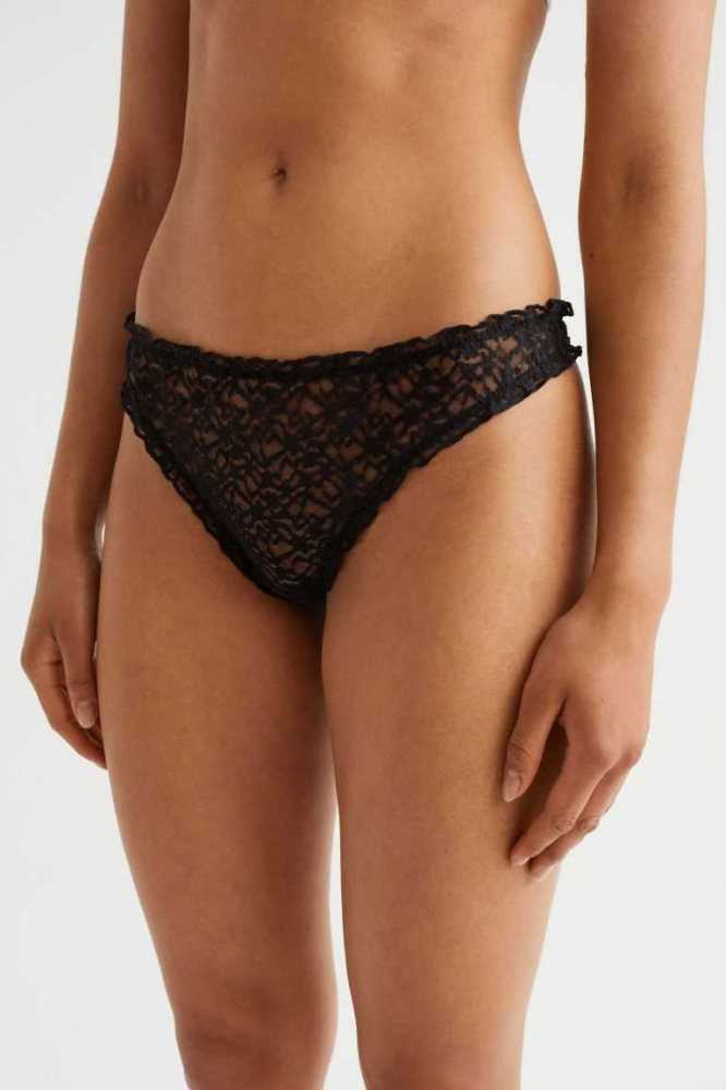 H&M 5-pack Baumwoll Tanga Briefs Unterwäsche Damen Schwarz | 4239-YECPZ