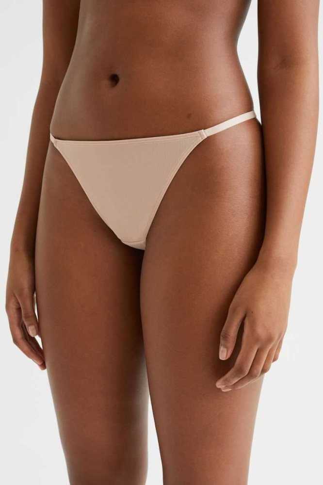 H&M 5-pack Baumwoll Tanga Briefs Unterwäsche Damen Beige | 7603-XTIGC