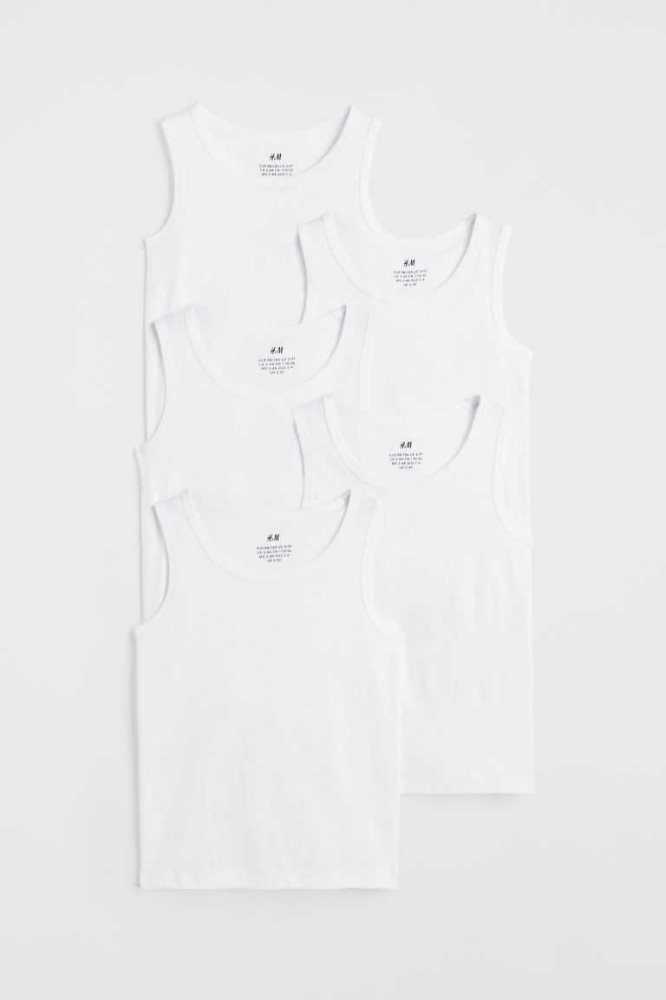 H&M 5-pack Baumwoll Tank Oberteile Kinder Hellblau Rot | 0381-PAHYQ