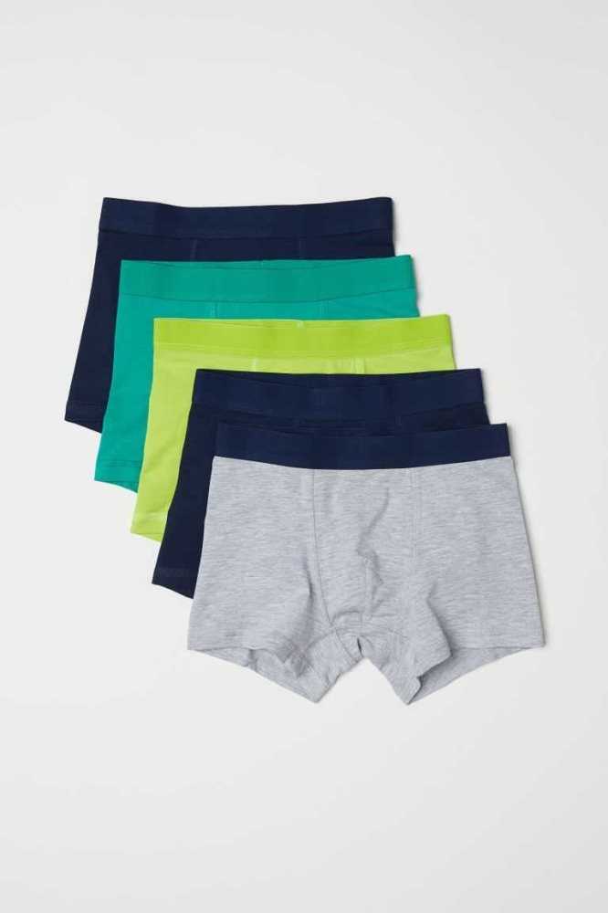 H&M 5-pack Boxer Kurze Hose Kinder Mintfarben Grün Blau | 3748-JMCXV