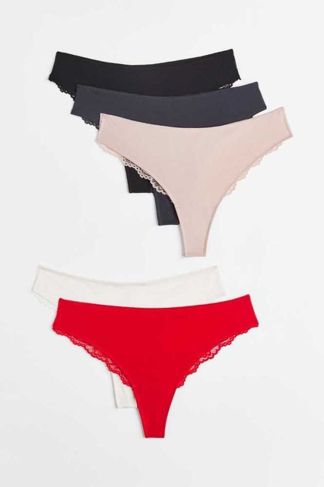 H&M 5-pack Brazilian Briefs Unterwäsche Damen Schwarz | 3849-XULNH