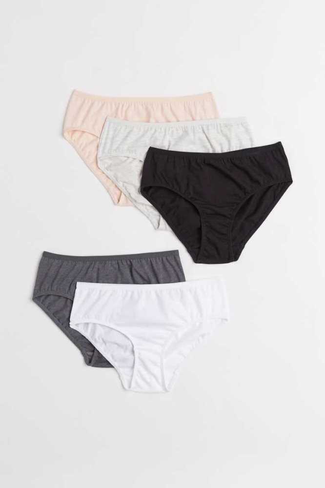 H&M 5-pack Briefs Unterwäsche Kinder Rosa Dunkelgrau | 2139-AOWKS