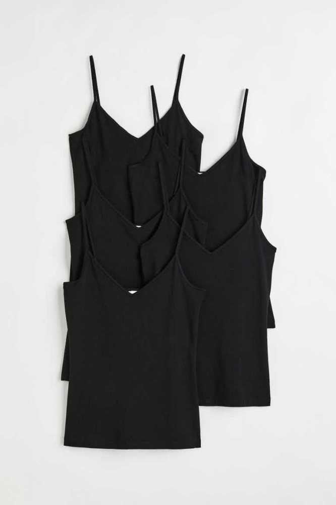 H&M 5-pack Camisole Oberteile Damen Navy Blau Weiß | 9042-BLGRU