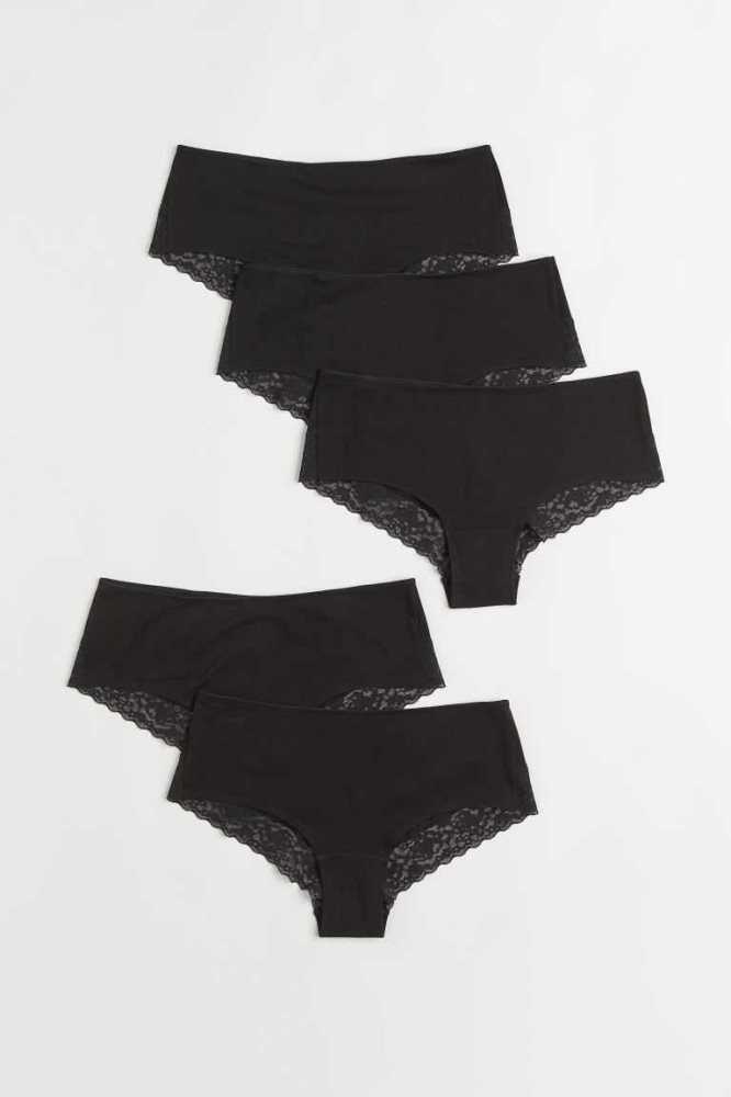 H&M 5-pack Hipster Briefs Unterwäsche Damen Dunkelgrau Weiß Hellrosa | 6317-DJLUI