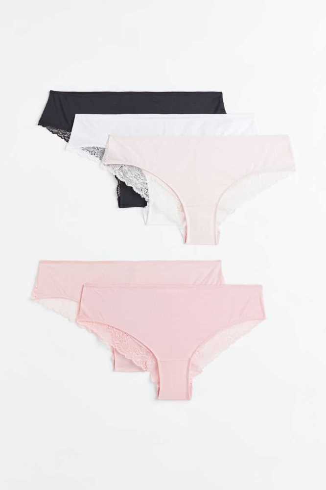 H&M 5-pack Jersey Hipster Briefs Unterwäsche Damen Schwarz Weiß Rosa | 8013-TKNWU