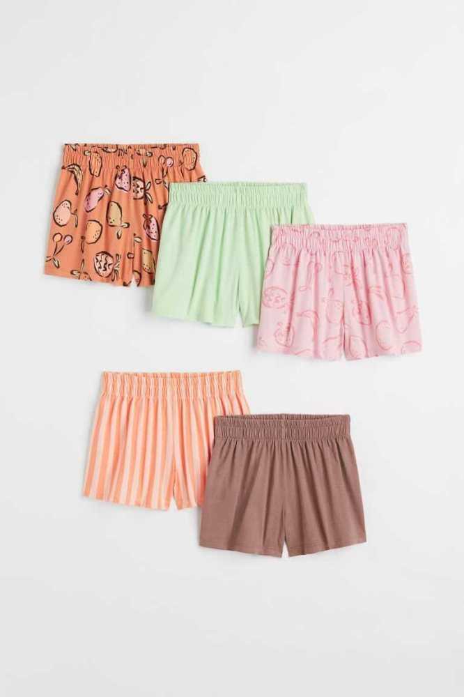 H&M 5-pack Jersey Kurze Hose Kinder Hellgelb Weiß | 3016-UIXRC