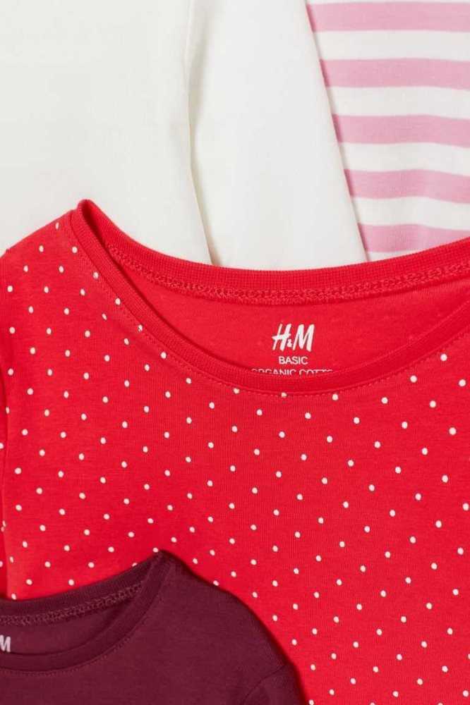 H&M 5-pack Jersey Oberteile Kinder Dunkellila Helllila | 3579-OVMKW