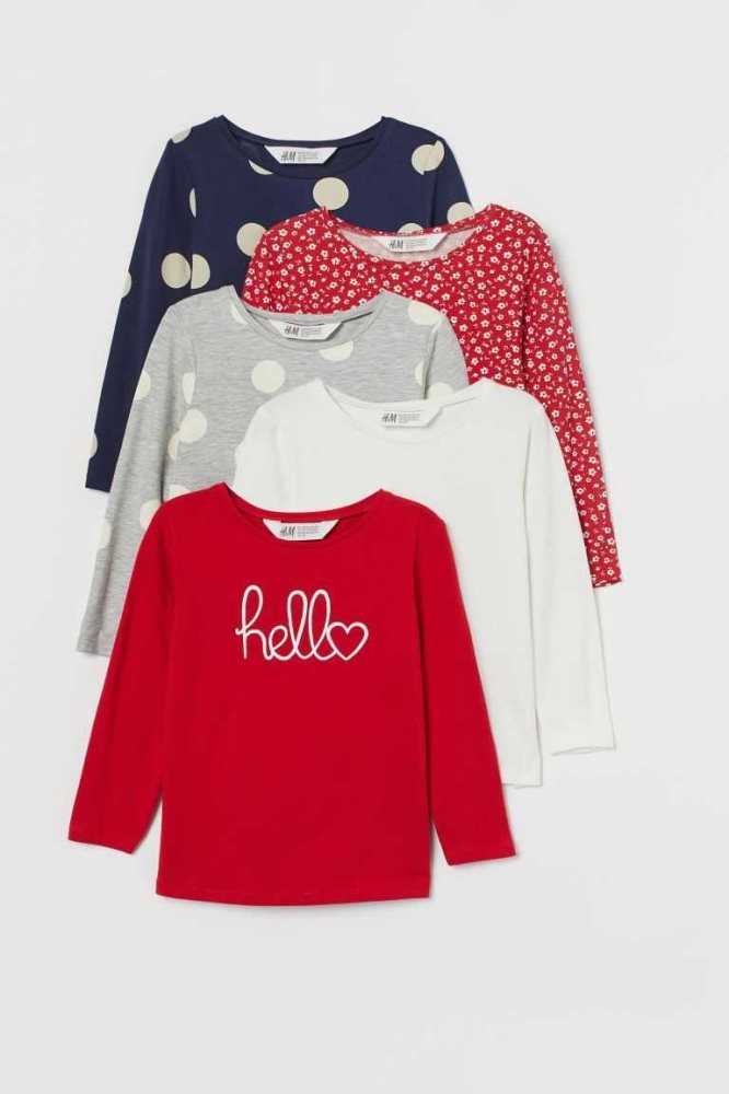 H&M 5-pack Jersey Oberteile Kinder Dunkelgrau | 4729-UYJXM