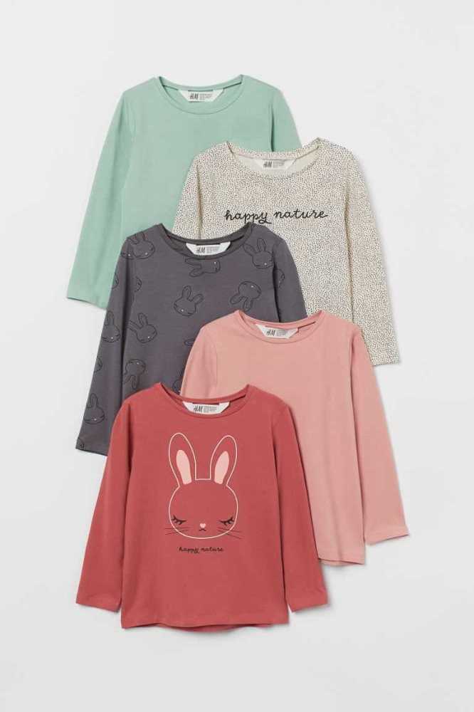 H&M 5-pack Jersey Oberteile Kinder Dunkelgrau | 4729-UYJXM