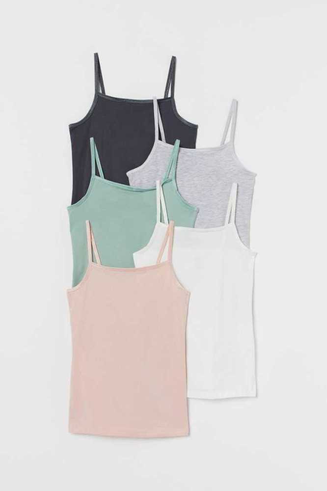 H&M 5-pack Jersey Tank Oberteile Kinder Dunkelrot Rosa | 3261-MDNQW