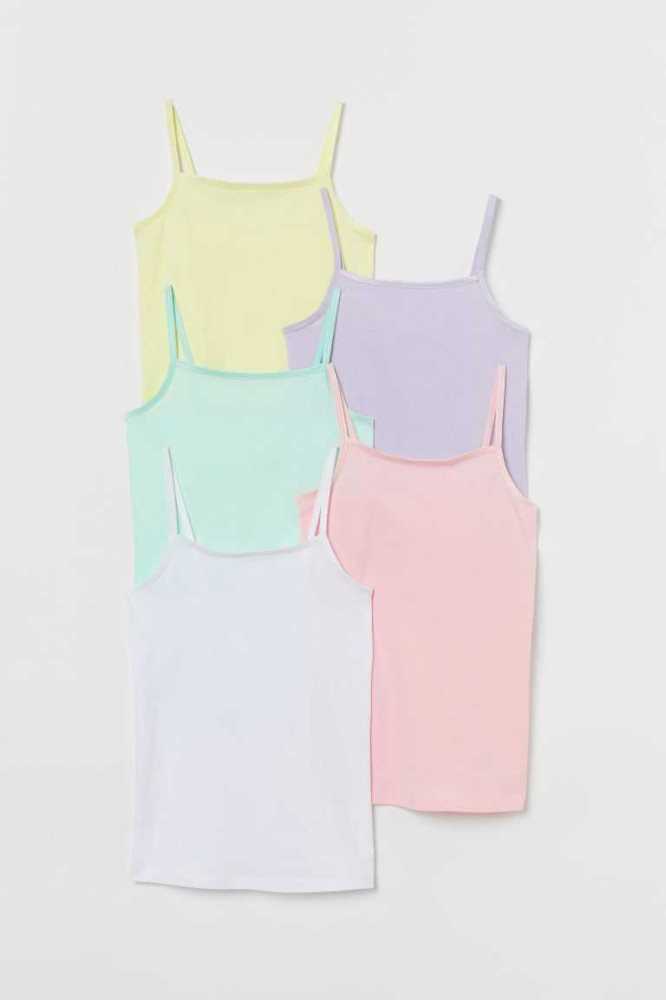 H&M 5-pack Jersey Tank Oberteile Kinder Dunkelrot Rosa | 3261-MDNQW