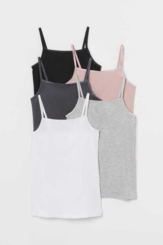 H&M 5-pack Jersey Tank Oberteile Kinder Dunkelrot Rosa | 3261-MDNQW