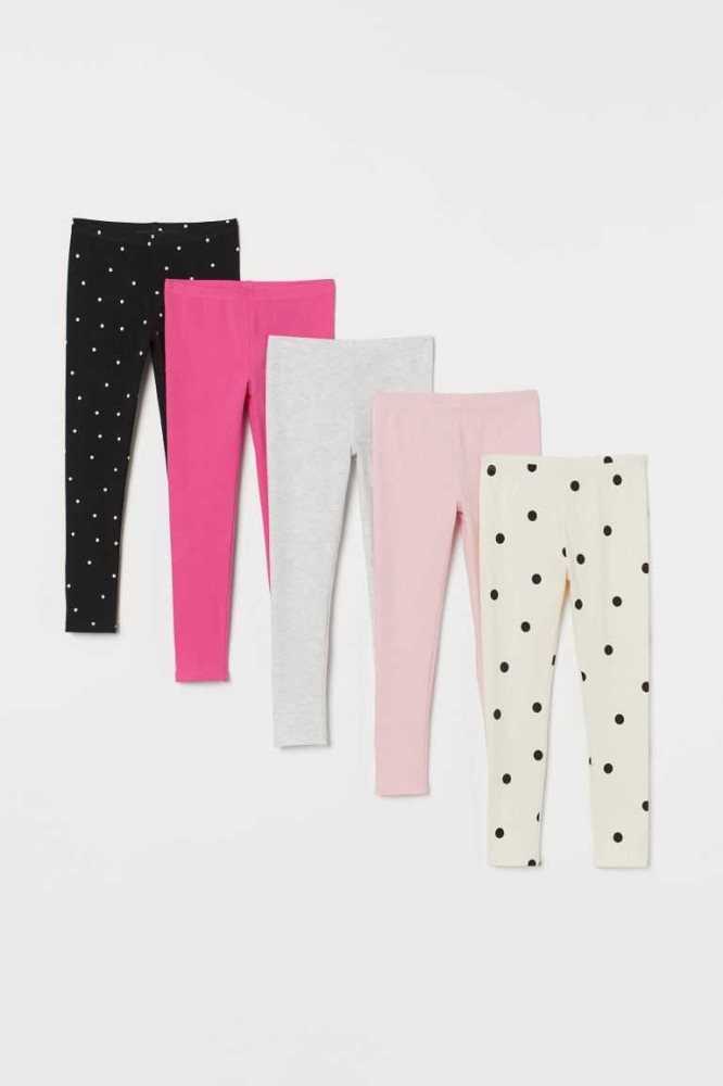 H&M 5-pack Leggings Jersey Kinder Dunkelrot Rosa | 5703-IPHWM