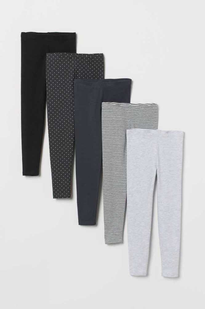 H&M 5-pack Leggings Jersey Kinder Grau Dunkelgrau | 2786-FDAHW