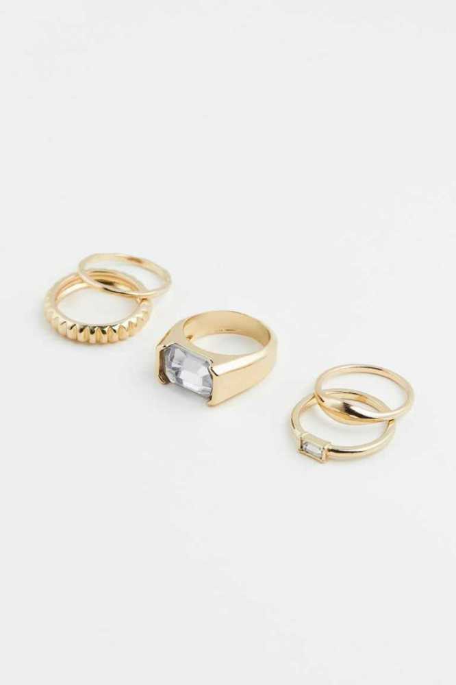 H&M 5-pack Ringe Damen Gold | 1285-QTYZM