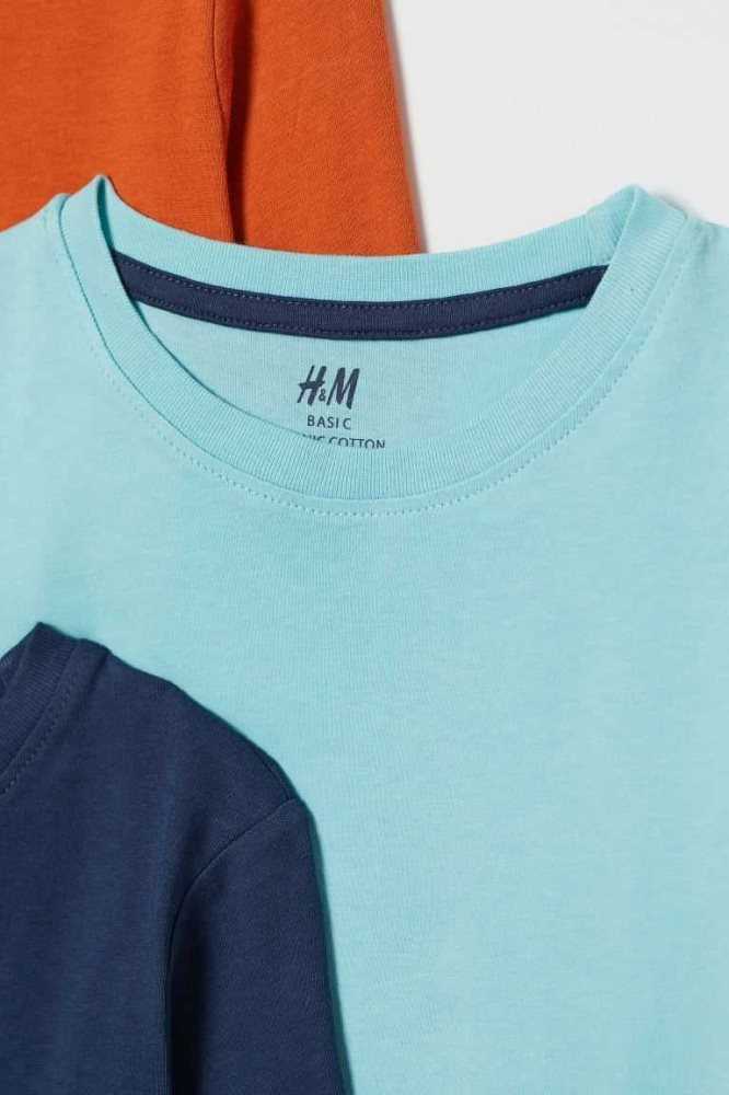 H&M 5-pack Shirts Jersey Kinder Dunkelblau Türkis Gelb | 9728-EUZYF