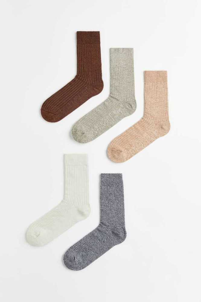 H&M 5-pack Socken Herren Braun | 5490-LWPYI