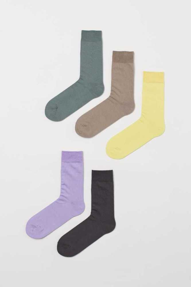 H&M 5-pack Socken Herren Dunkelblau Grau | 1720-MWYUR