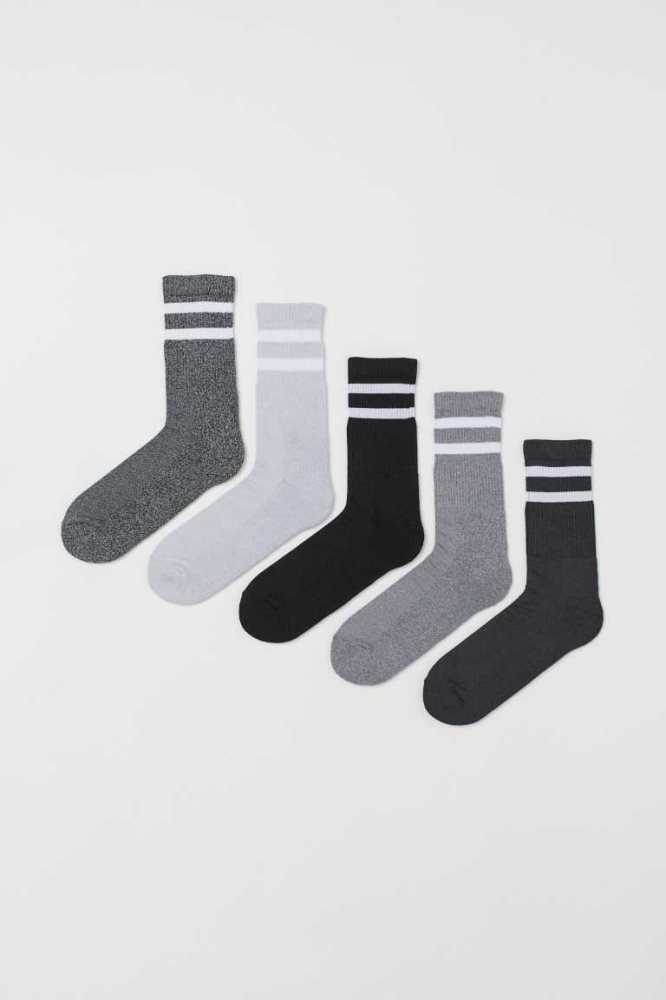 H&M 5-pack Socken Herren Schwarz | 9042-ARVUF