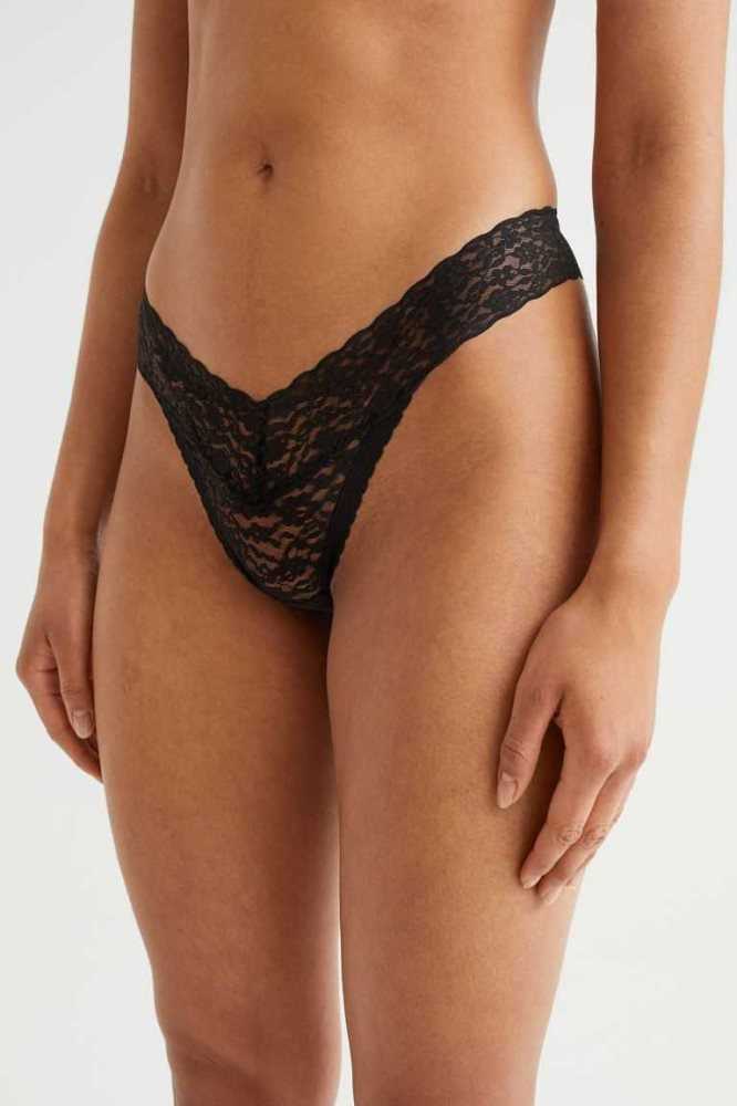 H&M 5-pack Spitze Tanga Briefs Unterwäsche Damen Hellrosa Helllila Gelb | 2345-HPLUR