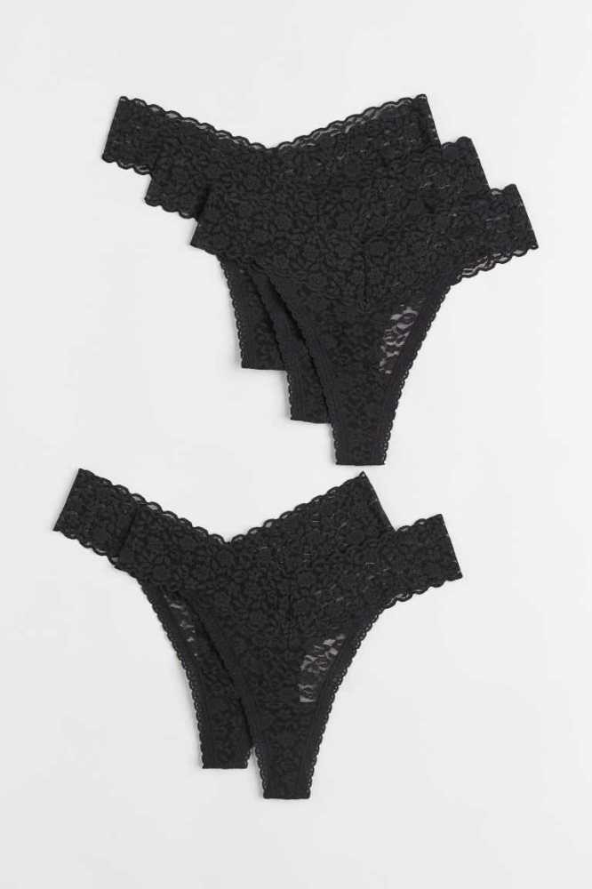 H&M 5-pack Spitze Tanga Briefs Unterwäsche Damen Hellrosa Helllila Gelb | 2345-HPLUR