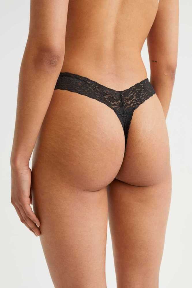 H&M 5-pack Spitze Tanga Briefs Unterwäsche Damen Hellrosa Helllila Gelb | 2345-HPLUR