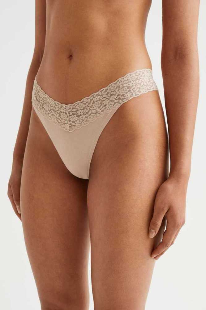 H&M 5-pack Spitze Tanga Briefs Unterwäsche Damen Dunkelrot Weiß Lila | 6790-ZMFWY