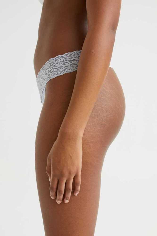 H&M 5-pack Spitze Tanga Briefs Unterwäsche Damen Hellrosa Olivgrün Grün | 9318-BYWAP