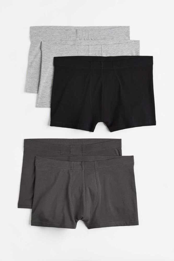 H&M 5-pack cotton short trunks Unterwäsche Herren Grau Schwarz | 1289-VXZUB