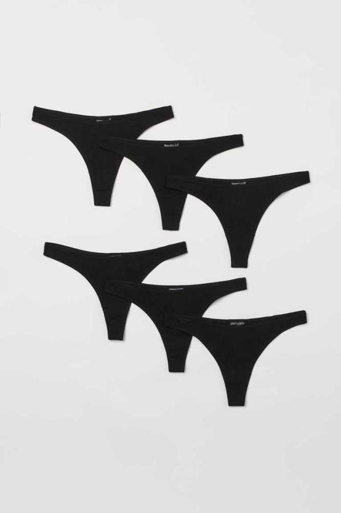 H&M 6-pack Tanga Briefs Unterwäsche Damen Weiß | 2751-XENDB