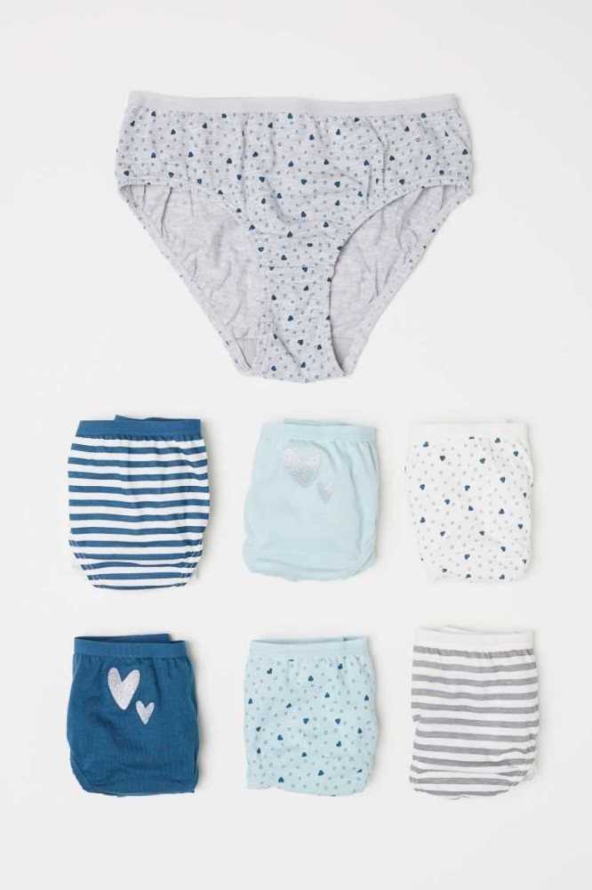 H&M 7-pack Baumwoll Briefs Unterwäsche Kinder Hellblau | 2051-IPTLD