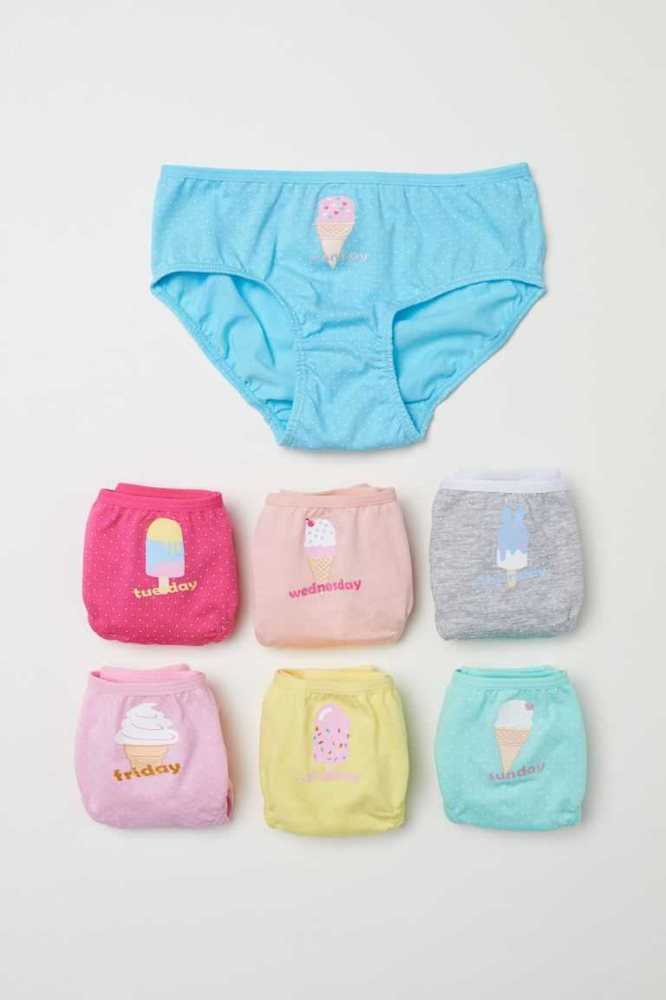 H&M 7-pack Baumwoll Briefs Unterwäsche Kinder Hellgelb | 4035-VBHRT