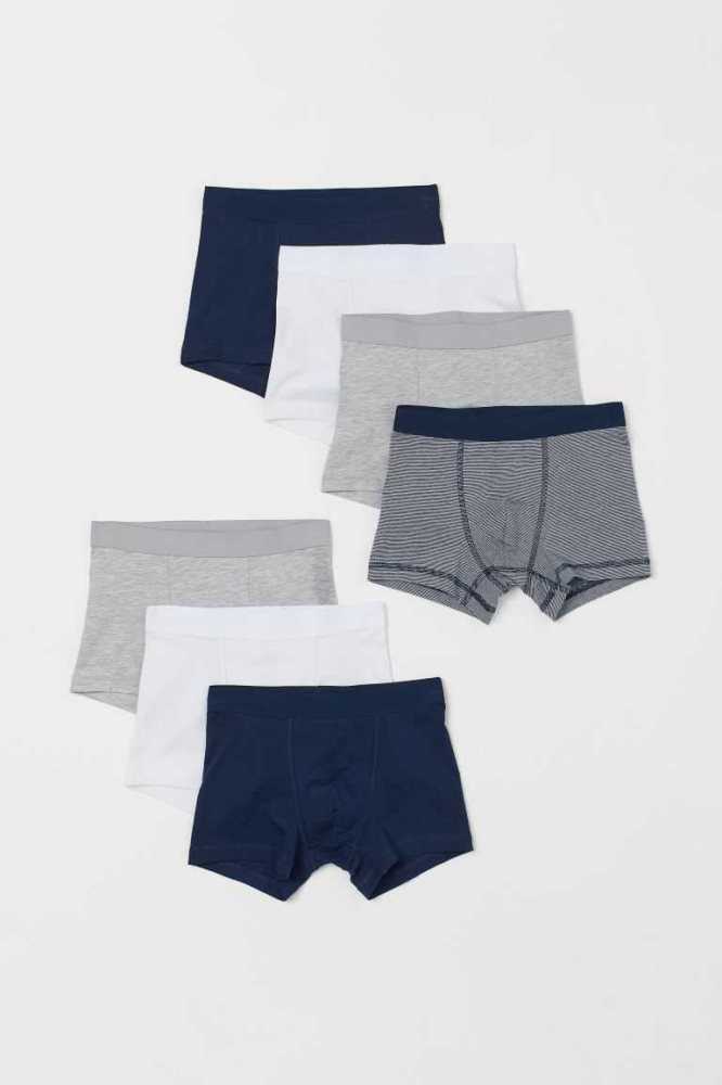 H&M 7-pack Boxer Kurze Hose Kinder Hellgrau Navy Blau | 5293-PXLJQ