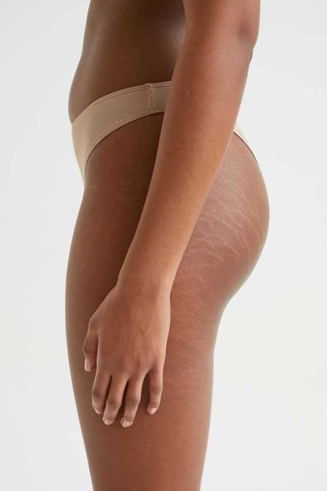 H&M 7-pack Jersey Brazilian Briefs Unterwäsche Damen Beige Grau Braun | 4215-BFLIN