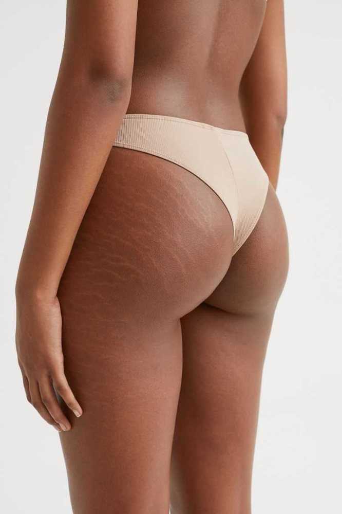 H&M 7-pack Jersey Brazilian Briefs Unterwäsche Damen Beige Grau Braun | 4215-BFLIN