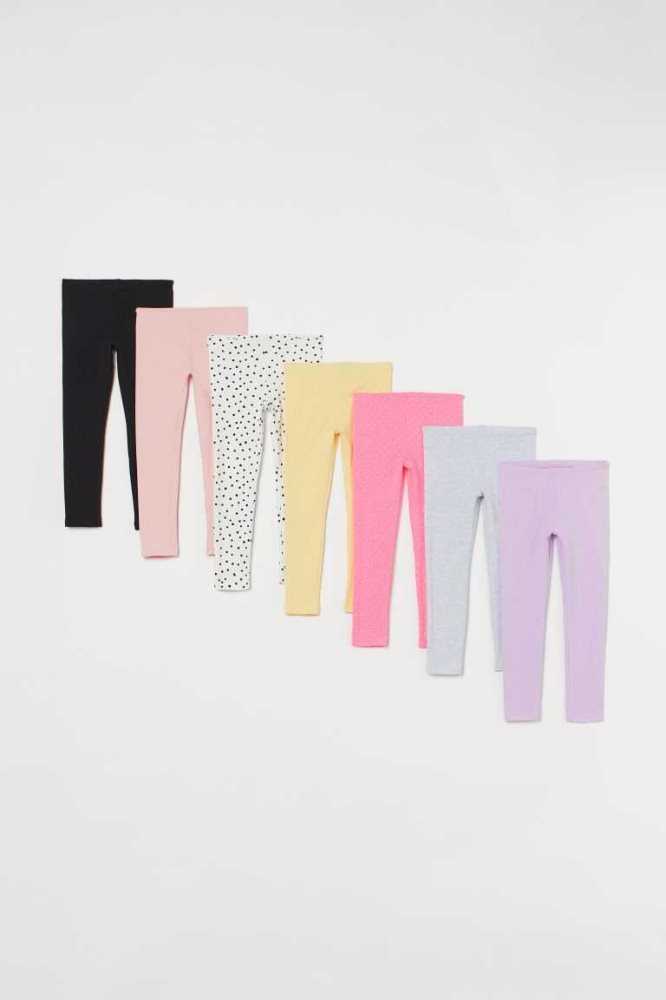 H&M 7-pack Leggings Jersey Kinder Hellgrau Rosa Dunkel | 6984-AIWUZ