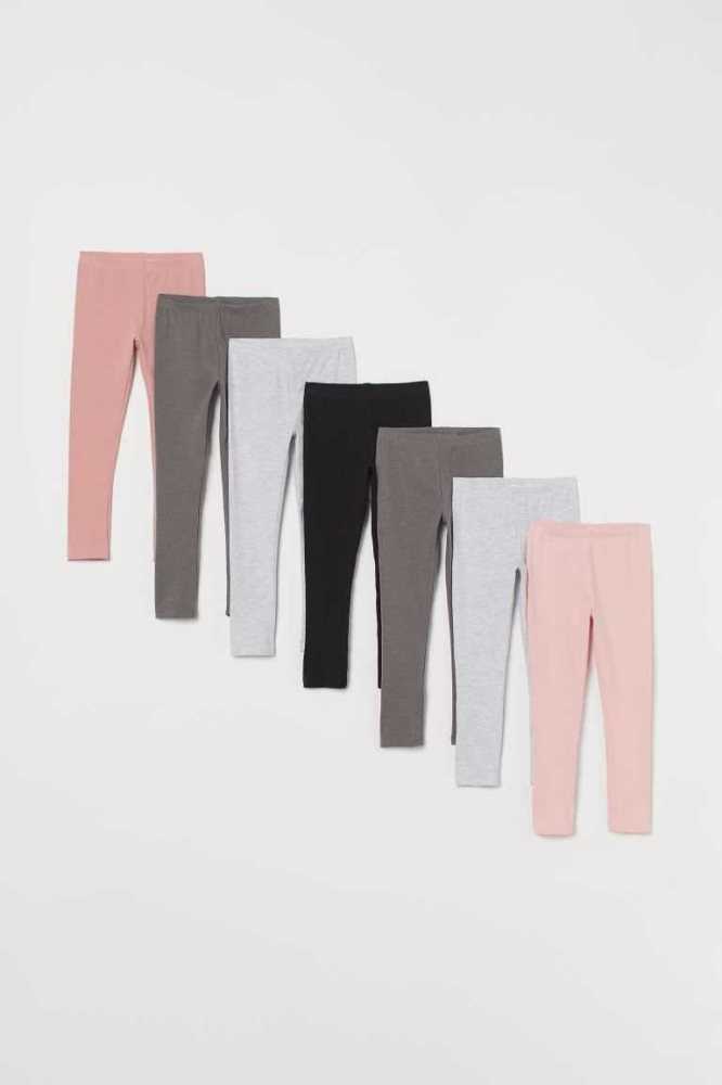 H&M 7-pack Leggings Jersey Kinder Hellgrau Rosa Dunkel | 6984-AIWUZ