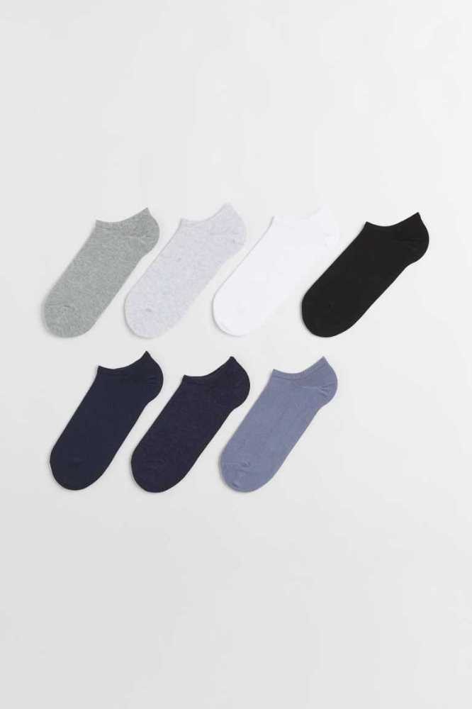 H&M 7-pack Liner Socken Herren Blau Grau Schwarz | 7236-ZXBLA