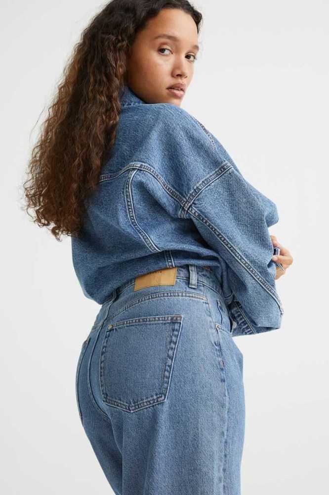 H&M 90s Baggy Ultra High Taille Jeans Damen Blau | 6813-RDYLW